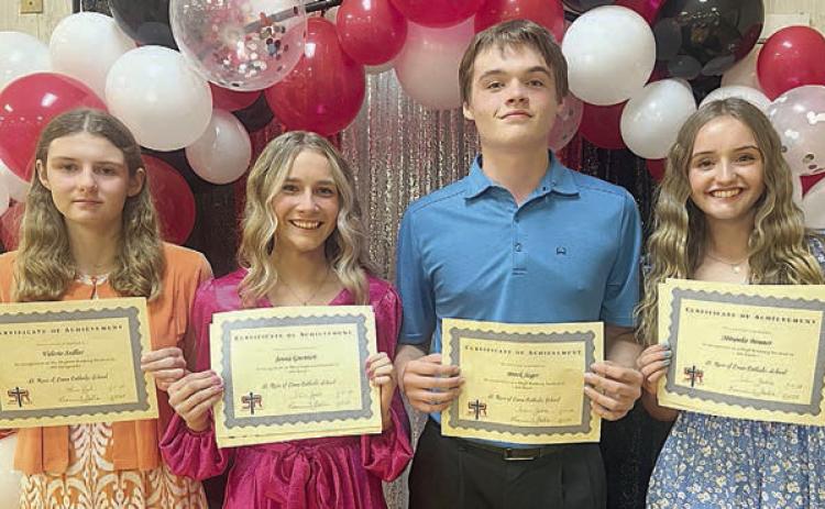 Top 8th Grade Students – (from left) Valerie Sedlar, Jenna Guentert, Brock Seger and Miranda Bonner.
