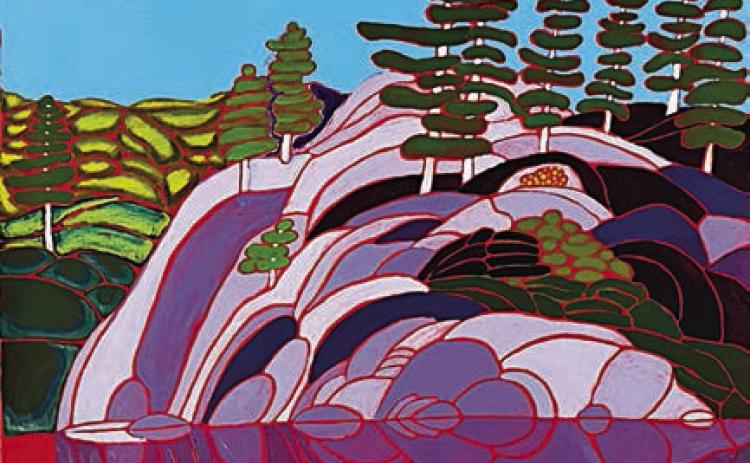 S. Heimsath, ‘Purple Rocks’, 18x24 acrylic and wax pastel on Gessoboard