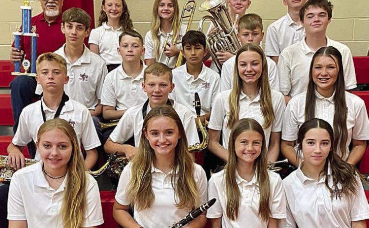Ensemble– (front row, from left) Tenley Zbranek, Miranda Bonner, Clare Besetzny, Elly Wotipka, (second row) Weston Hollas, Holden Holub, Layne Besetzny, Brenley Bujnoch, (third row) Adam Schramek, Cannon Lykke, Rilee Durfey, Brett Hollas, Brock Seger, (back row) band director Julius Castillo, Caroline Bartek, Mallory Bonner, Bo Brossmann and William Eudy.