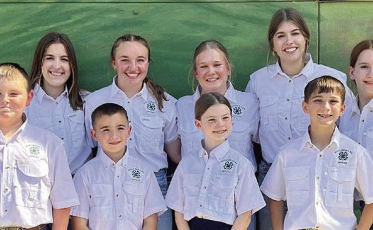 Schulenburg 4-H CLUB OFFICER S – (front row, from left) Abraham McBride, council delegate; Gage Smrkovsky, health and safety officer; Riley Wright, historian/reporter; Crockett Guenther, council delegate; (back row) Landry Deagen, secretary; Mikayla Otto, vice president; Haley Schramek, president; Chayse Deagen, treasurer; and Kylee Hoffmann, parliamentarian.
