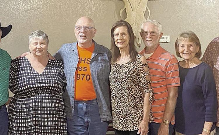 Classmates wh o began school together in fi rst grade were (from left) Elgin Kristinik, Violet (Sommer) Hollas, Sheldon Lippman, Barbara (Kahanek) Mathis, Wilbert Cernosek, Darlene (Graf) Quiring and Andy Bosl.