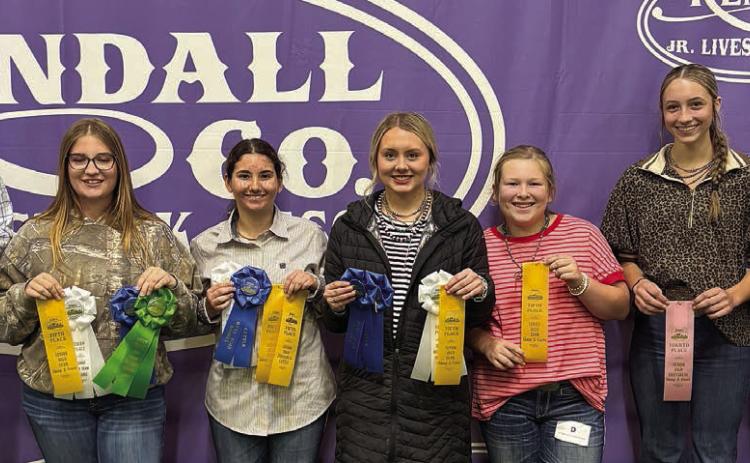 Schulenburg FFA members participating in the Kendall County livestock judging contest were (from left) Koi Prihoda, Kyrroll Prihoda, Ava Slaton, Keeley Warnken, Olivia Otto, Kimber Bartosch and Ellie Hammack.