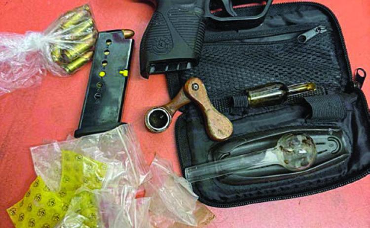 Shown above are the items that officers found in the backpack of a 36-year-old Weimar man who was arrested at Schulenburg Liquor Store last week.