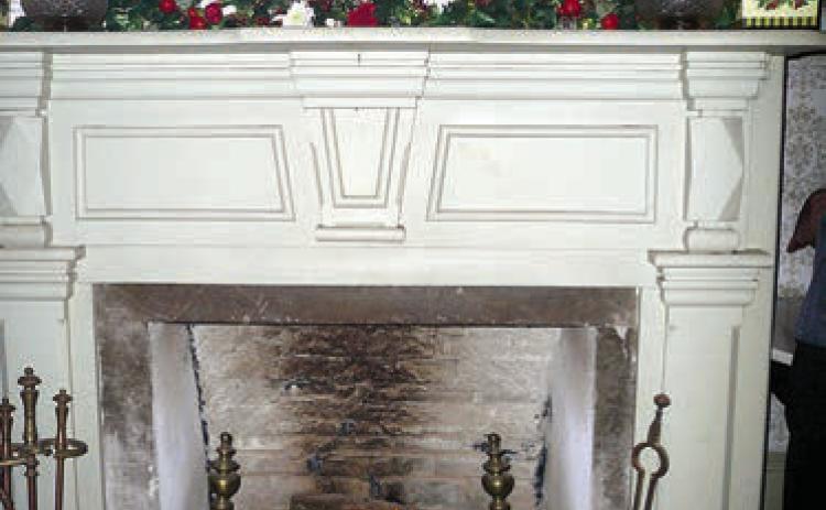 Fireplace in the historic Faison House in La Grane geets holiday visitors.