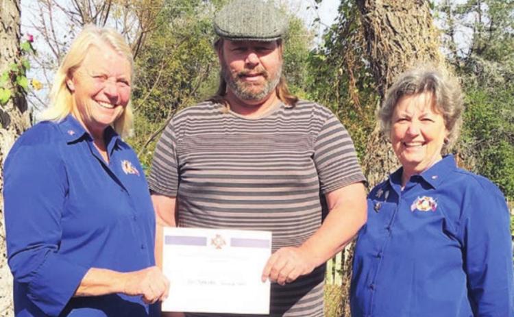 Vietnam Veterans Interviewed – Joe Janecka (center), who interviewed Vietnam veterans for a film, received a certificate of appreciation from the Weimar VFW Auxiliary. Shown with Janecka are Charlene Muras (left), president, VFW Auxiliary; and Dolores Lauck (right), senior vice president, VFW Auxiliary.