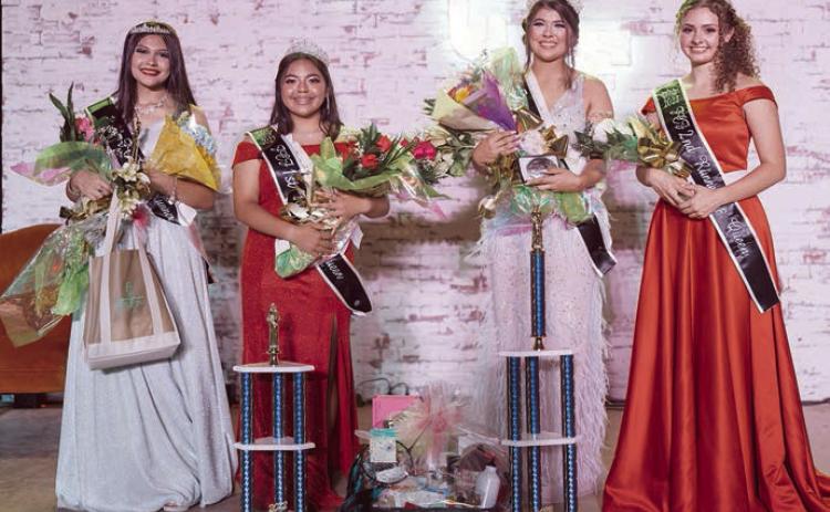 Queen's Contes t winners – (from left) Izela Cerda, Dulce Merlos, Teagan Branch, and Addisan Wagner. Wagner, a junior at Flatonia High School, finished as second runner-up and also won Photogenic and Miss Beauty &amp; Poise. She is the daughter of Ben and Misti Wagner, and was sponsored by the Flatonia Lions Club.