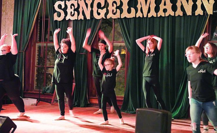 Dancing Turtles who gave a performance at the Turtle Wing Toast included (from left) Presley, Eleanor, Jessica, Rowan, Emma, Emilie and Joelle.