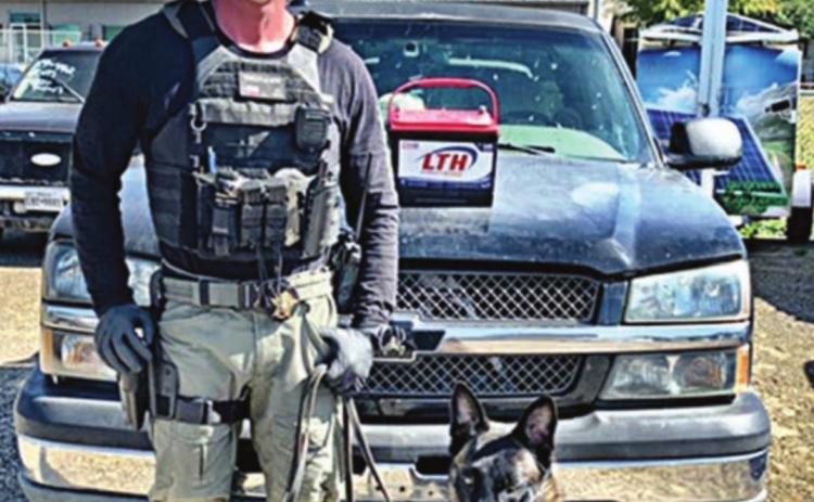 Sgt. Randy Thumann, with assistance from K-9 partner Kolt, located $7.5 million in Fentanyl inside the battery of a Chevrolet Silverado pickup during a traffic stop on I-10 near Flatonia.