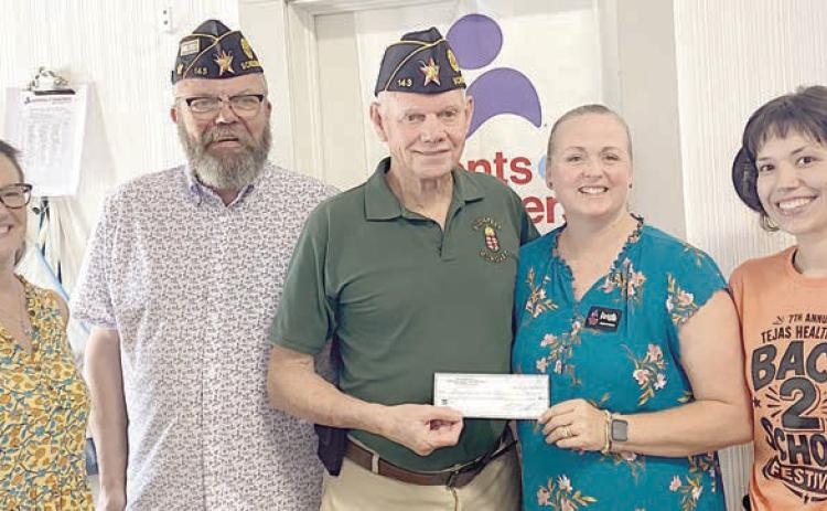 Check Presentation – (from left) Dianne Lude, parent educator, PATRSCTX; Rick Todd, finance officer, Schulenburg American Legion McBride Post 143; Jim Brown, chair for community and veteran outreach, Schulenburg American Legion McBride Post 143; Kristi McBride, executive director, PATRSCTX; and Dallas Garza, parent educator, PATRSCTX.