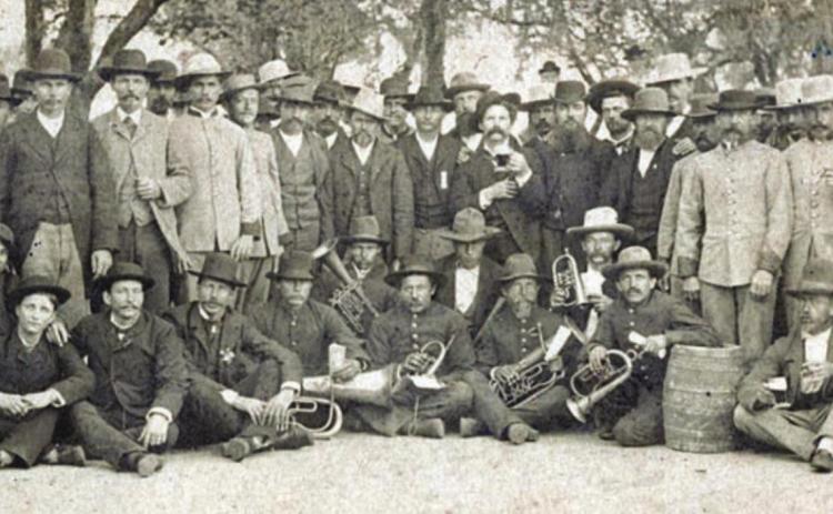 SCHUETZENVEREIN MEMBERS – Members of the Bluff Schuetzenverein, a German Texas shooting club and social organization, pose for a photo at one of their many events in the late 1870s or early 1880s
