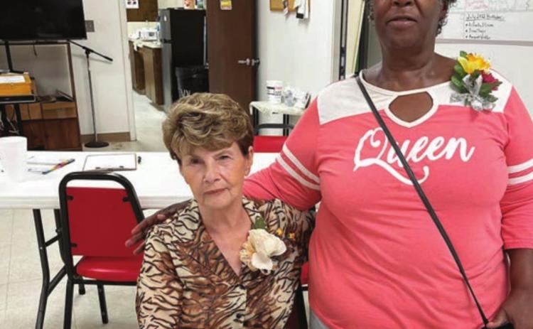 July Birthdays – Dineen Thayer (left) and Alfreda Ellison (right) celebrated birthdays in July at Senior Connections. Not shown is Margaret Winkler.