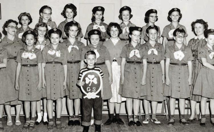 Posed photo of a troop of La Grange Girl Scouts in 1958 Courtesy of Fayette Heritage Museum &amp; Archives