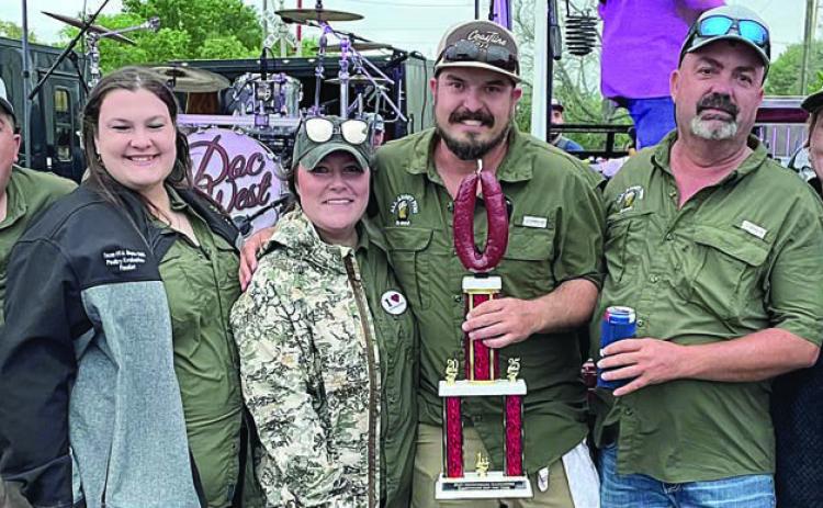 “ALL ABOUT PIVO” – (from left) Adrian Celedon, Amber Orsak, Morgan and Ben Zahradnik, and Jeff and Nicole Orsak. Sticker Photo By Darrell Vyvjala