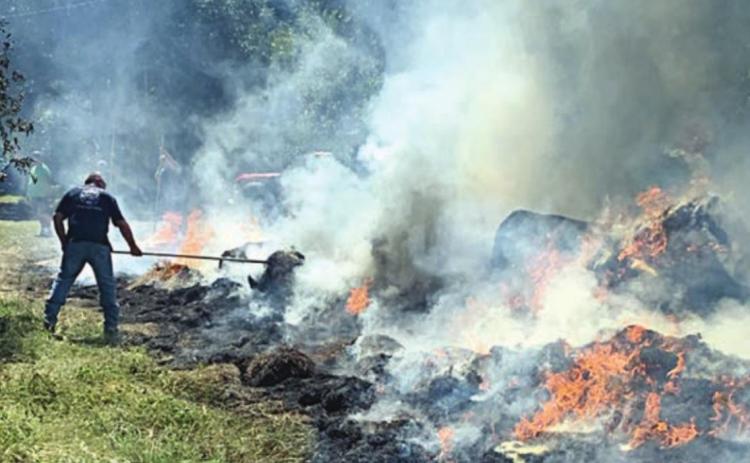 SVFD battles hay bale fire Sunday