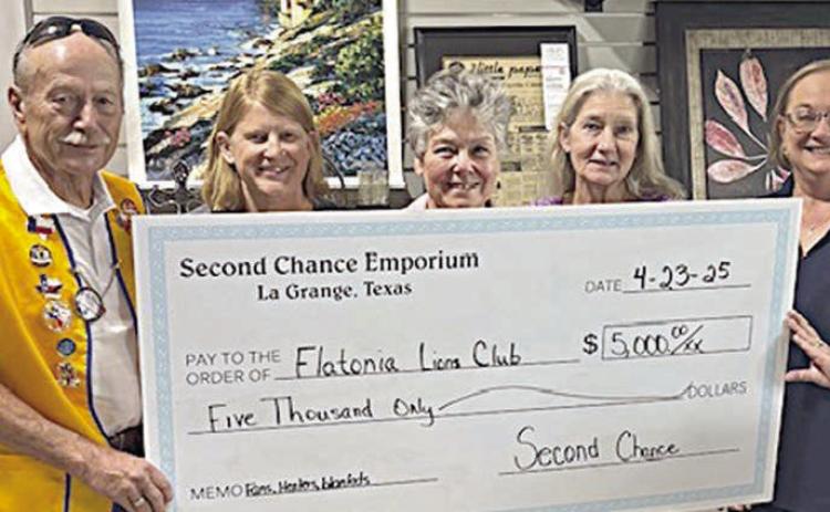 Flatonia Lions get donation from Second Chance