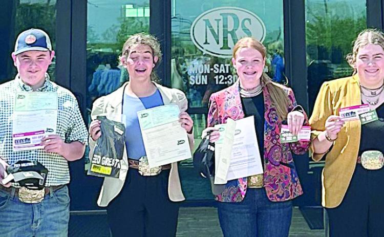 Fayette County 4-H’ers participating the the NRS Livestock Judging Contest were (from left) Rilan Karisch, Crockett Guenther Tate Fritsch, Abraham McBride, Adalyn Carrales and Kaisley Janecka, members of the champion junior team; Rheagan Karisch, Hailey Janish, Tatum Fritsch and Logan Poncik, members of the third place senior team; and Joe Carrales, member of the champion junior team.