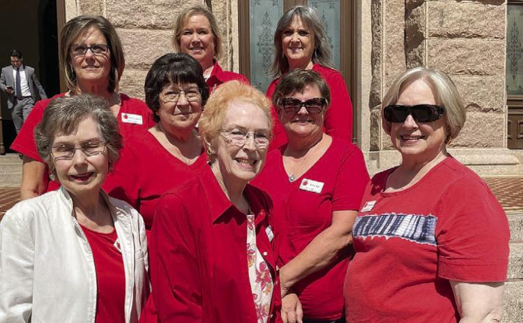 Eight members of the Fayette County Retired Teachers’ Association attended the “Day at the Capitol” – (front row, from left) Sandra Aschenbeck, Karen Fitch, Chris Morrison, (middle row) Jeanne Wetjen, Kathy Migl, (back row) Debbie Morrill, Lisa Slinkard and Melanie Mica.
