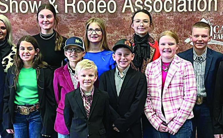 Fayette County 4-H members competing in the San Angelo Livestock Judging Contest were (front row, from left)Abraham McBride, Adalyn Carrales, Tate Fritsch, Joe Carrales, Hudson Holub, Kaisley Janecka, Avah Noreiga, (back row) coach Kaci Carrales, Madyson Holub, Kyrroll Prihoda, Tatum Fritsch and Holden Holub.