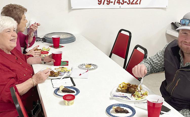 Coming in support of Senior Connections and the program by the Fayette County judge on Monday, March 13 were Precinct 4 County Commissioner Drew Brossmann (right) and Schulenburg Mayor Elaine Kocian (foreground, left).