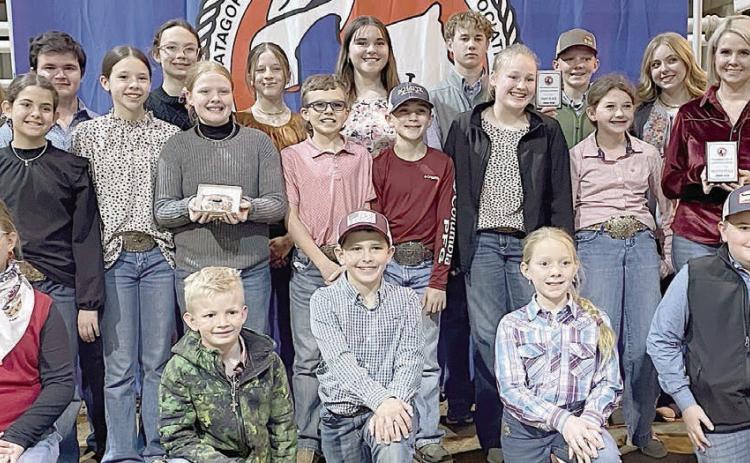 Fayette County 4-H’ers competing in the Matagorda County Livestock Judging Contest were (front row, from left) Kinley Kutac, Joe Carrales, Hudson Holub, Abbigale Eichler, Abraham McBride, (middle row) Adalyn Carrales, Alexis Berckenhoff, Kaisley Janecka, Tate Fritsch, Crockett Guenther, Julia Melton, Laramie Laake, coach Kaci Carrales, (back row) Cassidy Laake, Logan Poncik, Tatum Fritsch, Addison Berckenhoff, Addison Eichler, Kullen Kutac, Holden Holub and Peyton Gilchrest.