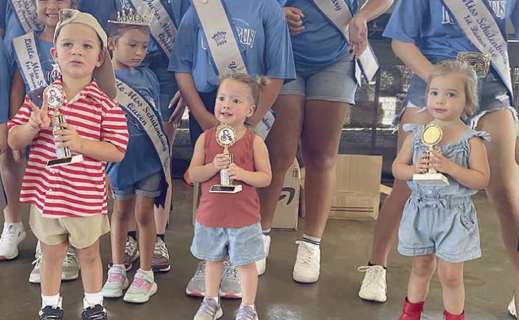 2- & 3-year-olds – (front, from left) Emee Hudec, first place; Craig Hudec, second place; Anna Janecka, third place; Sloane Goodwine, fourth place; and Brooks Vanicek, sixth place. Not shown: Penny Hessel, fifth place. Sticker Photo By Darrell Vyvjala