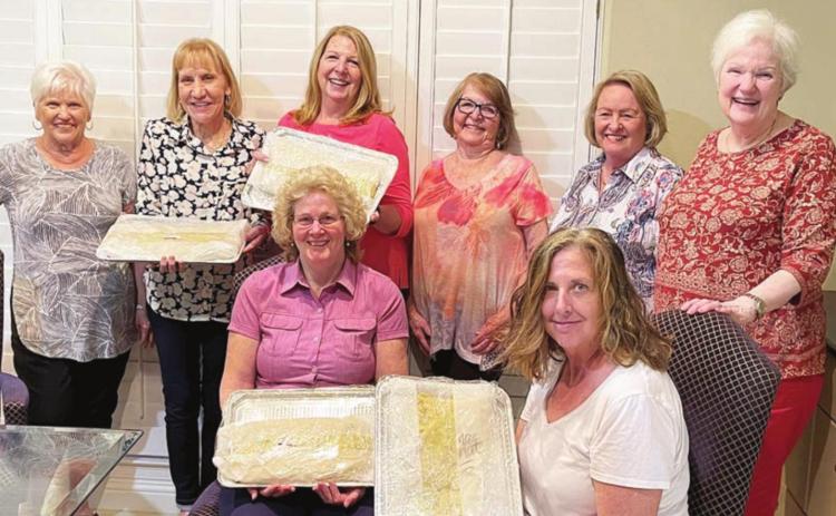 ENJOYING THE STRUDEL-BAKING CLASS were (front row, from left) Barbara Brown, Diana Chafin, (back row) Dale Schmidt, Phyllis Venghaus, Suzette Surman, Shirley Schoener, Ginger Bosl and Melinda Barneycastle.