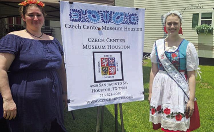 Czech Center Museum Houst on had staff members on hand who made colorful Mayfest headbands.