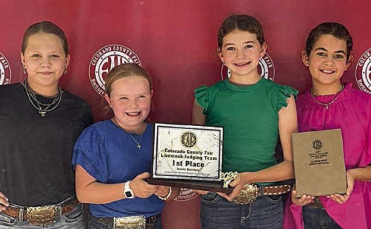 Champion Junior Team – (from left) Kinley Kutac, Abigale McBride, Laramie Laake and Adalyn Carrales.
