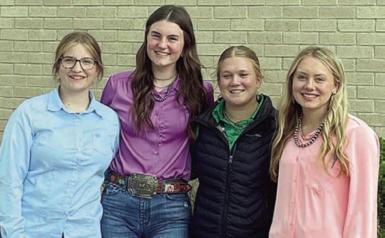 Livestock Judging Team – (from left) Kyrroll Prihoda, Madyson Holub, Haley Schramek, and Keeley Warnken. The team won second place in area, Prihoda was third-place high point individual, and Schramek was eighth-place high point individual.