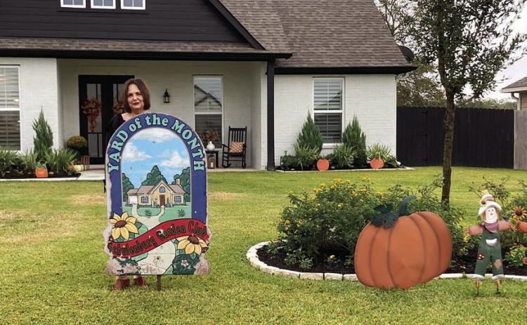 The Schulenburg Garden Club’s November yard of the month is the home of Betty Klesel at 112 Foster Branch Road. The very nicely landscaped yard features a variety of evergreen and seasonal plants. Upon arrival, the circular flower bed featuring a oak tree surrounded by pansies, roses and lantanas is sure to catch one’s attention. As the eye travels to the home, the neatly arranged boxwood, ligustrums and topiaries bordered with variegated grasses complement the home. It is, indeed, a yard worth seeing!