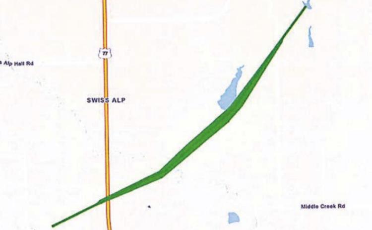 The green line above shows the path of the Swiss Alp tornado on May 18.