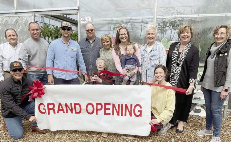 A ribbon cutting was held by the Schulenburg Chamber of Commerce at The B Haus Nursery & Marketplace on Saturday, March 9. On hand were (front row, from left) Chip Bubela, Joyce Bubela, Macy Valenta, (back row) Rodney Kalich-Chamber of Commerce director, Alan Koehn, Colton Bubela-owner, Corky Bubela, Sherry Bubela, Morgan Bubela-owner holding daughter Martha Clare Bubela, Monica Heine, Terri Wagner-Chamber of Commerce executive director and Diana Mikesky-Chamber of Commerce president. Sticker Staff Photo