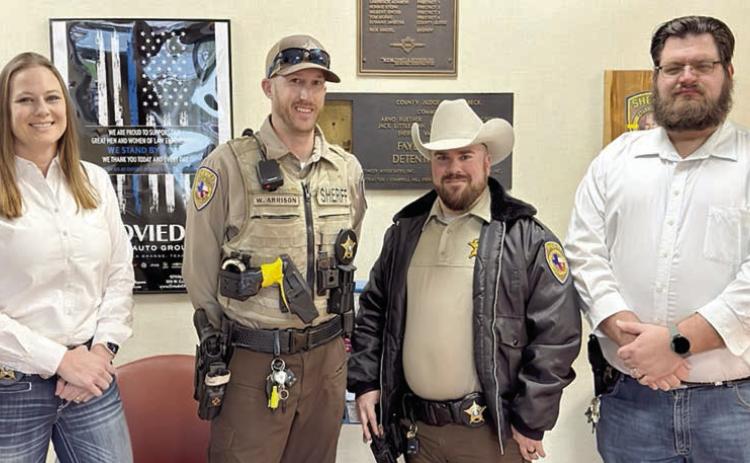 Sharing the Deputy of the Quarter award are (from left) Investigator Sgt. Angela Lala, Deputy Wesly Arrison, Deputy Ty Roggenkamp and Investigator Jeremy Castleberry, along with the Narcotics Investigation Unit.