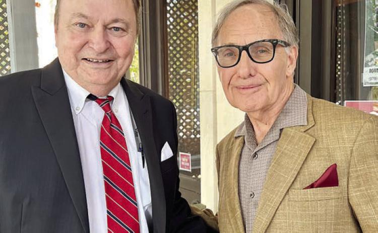 Those attending Fayette County Day at Festival Hill in Round Top were welcomed by Fayette County Judge Dan Mueller (left) and Festival Hill founder James Dick (right).