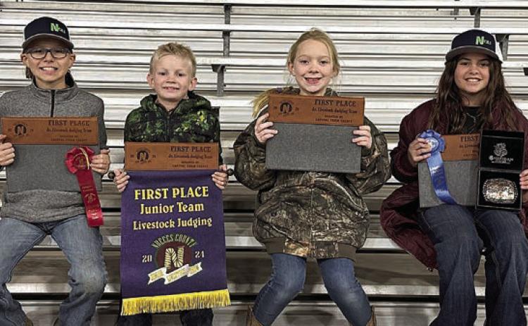 Champion Junior Team – (from left) Tate Fritsch, Joe Carrales, Abbigale Eichler and Adalyn Carrales. Joe Carrales and Adalyn Carrales are members of the Flatonia 4-H.
