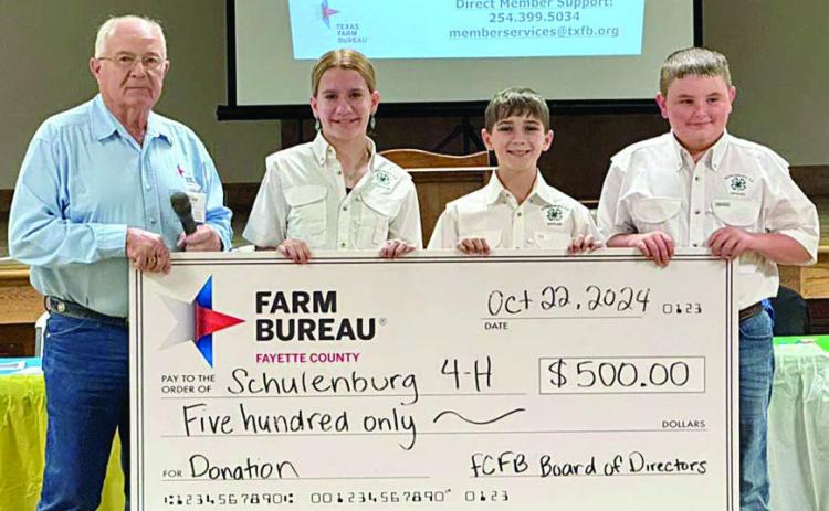 Farm Bureau gives $500 to Schulenburg 4-H