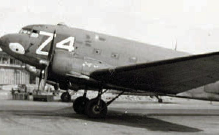 A World War II-era Douglas C-47 Skytrain, the military version of the DC-3 airliner. Courtesy of Fayette Heritage Museum & Archives