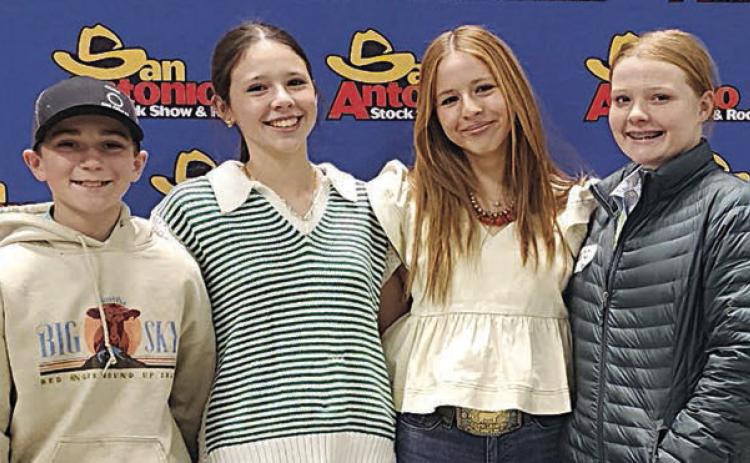 The Fayette County 4-H team of (from left) Crockett Guenther, Alexis Berckenhoff, Addison Berckenhoff and Kaisley Janecka competed in the SanAntonio Livestock Show &amp; RodeoAg Product ID contest on Sunday, Feb. 22. The team placed 12th overall in the senior division. Guenther is a member of the Schulenburg 4-H, and the Berckenhoffs and Janecka belong to the Flatonia 4-H.