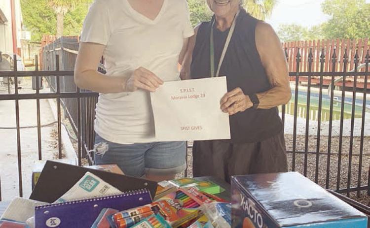 Moravia SPJST donates school supplies
