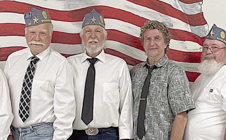 Schulenburg American Legion Sons of the American Legion officers for 2023-24 are (from left) Herb Fish, commander; and Patrick Chaloupka, Dallas Canada, Del Delveccio, Donnie Klesel, Floyd Arndt, Robert Hranicky and Stan Ulcak.