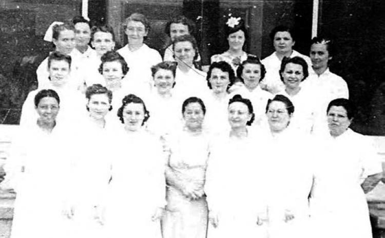La Grange Hospital nurses in 1945, taken from Fayette County, Texas Heritage, Vol. 1, page 252.