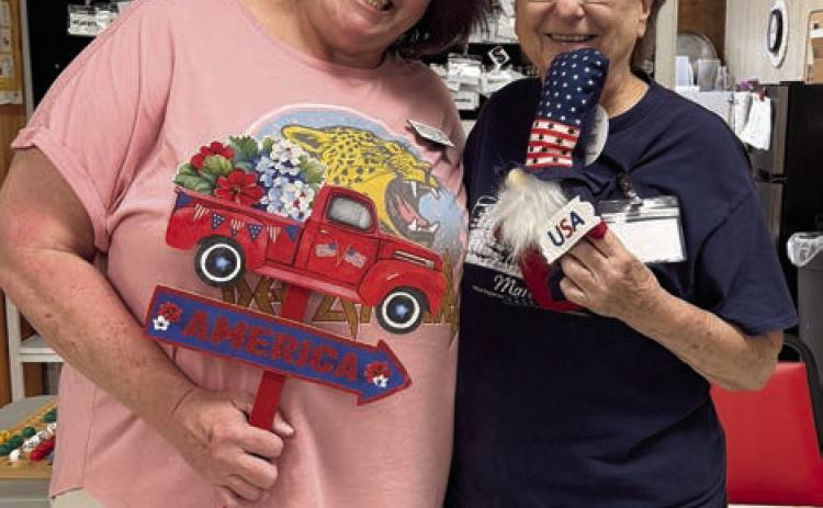 The lucky winn er of some great blackout bingo prizes was Mary Guenther (right), shown with Deannie Crim (left), who called the bingo game along with Reigan Schultz from Schulenburg Family Fitness Center.