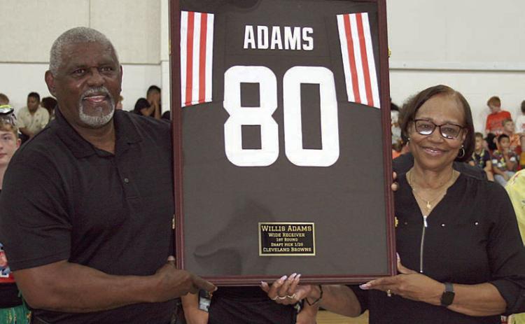 Willis Adams honored at pep rally