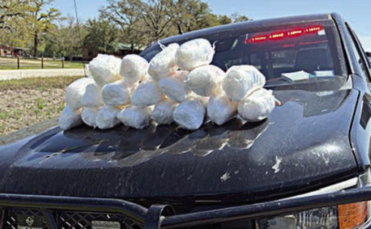Approximately 42.5 pounds of methamphetamine in numerous bundles were discovered during a traffic stop initiated by Fayette County Sheriff's Office Drug Interdiction Investigator David Smith on Highway 71 near La Grange.