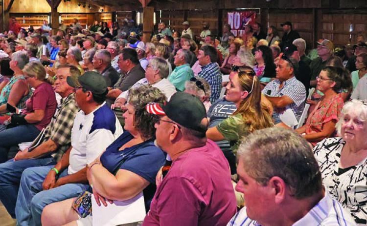 Over 400 pack Freyburg Hall this past Sunday for the presentation opposing a proposed wind farm project in Fayette County. Photo By Melanie Berger / Courtesy of Flatonia Argus