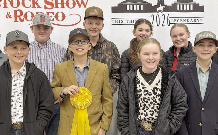 Fayette County 4-H’ers participating in the Fort Worth Goat Judging Contest were (front row, from left) Hudson Holub and Tate Fritsch, 7th place team; Abigale McBride, individual judger; Crockett Guenther, 4th place team; (back row) Logan Poncik, individual judger; Abraham McBride and Holden Holub, 4th place team; Laramie Laake and Julia Melton, 7th place team; and Tatum Fritsch, 4th place team.