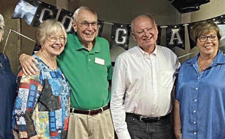 2024-25 officers of the Fayette County Retired Teachers’ Association were installed at the June 10 meeting. Shown are (from left) Melanie Mica, District 13 vice president; Peggy Halamicek, co-first vice president; Chris Morrison, treasurer; guests Gene Stokes and Joe Ramirez, District 13 officers; Terri Wagner, co-first vice president; Esther Hartman, secretary; and Lisa Slinkard, president.