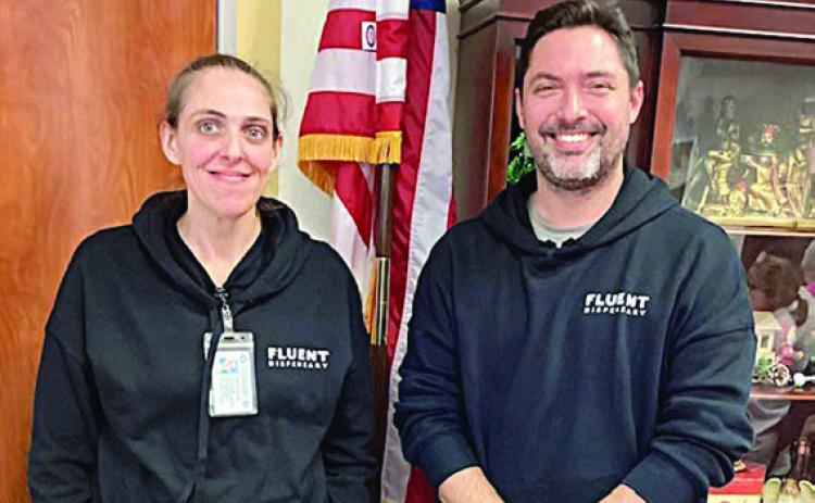 Guest Speakers – Jessica Konecny (left) and Kris Kemp (right) gave a presentation about Fluent Cannabis Care at the February meeting of the Schulenburg Literary Club.