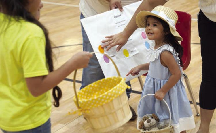 One of the many youngsters enjoying activities at the Parents As Teachers Easter party group connection was Natalie Ortiz.