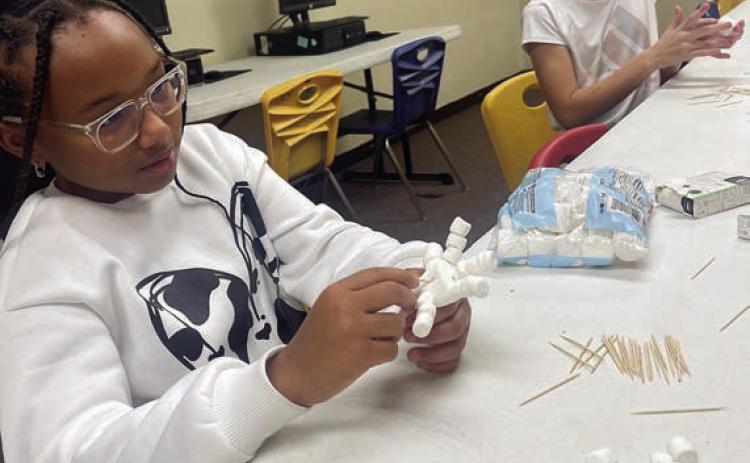 At the Schulenburg Unit of the Boys &amp; Girls Club, members enjoyed crafting edible snowflakes using marshmallows and toothpicks last week. Shown are KeNilah Benford (right) and Cadence Gilliam (left).